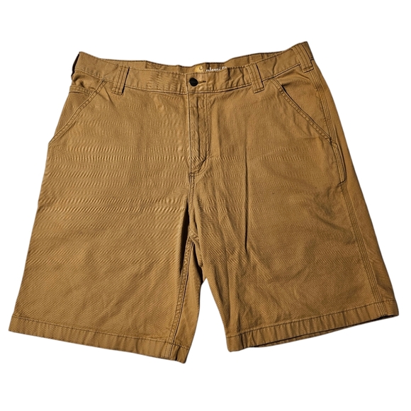 Carhartt Mens Shorts Rugged Flex Relaxed Fit Size 38 Khaki Canvas 9.5" Inseam - Picture 1 of 12